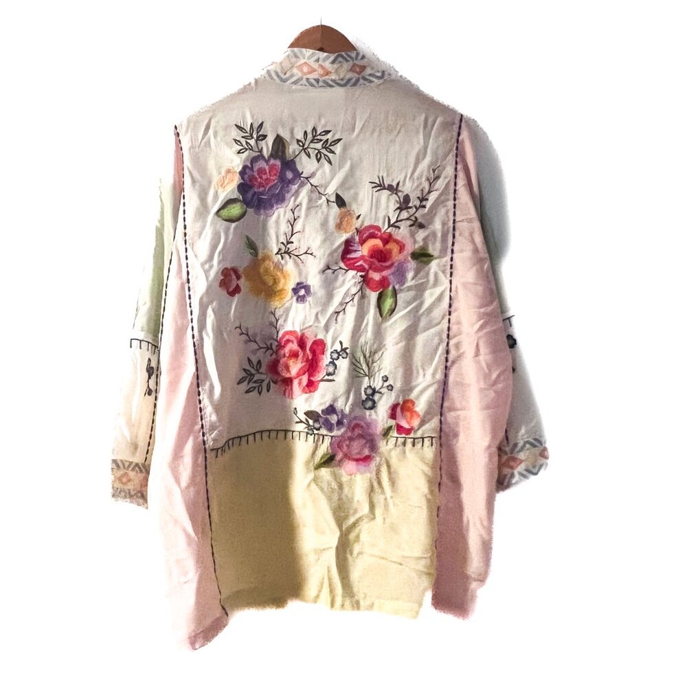 Paparazzi vintage embroidered kimono johnny style floral size Large/ Extra Large - Picture 6 of 10